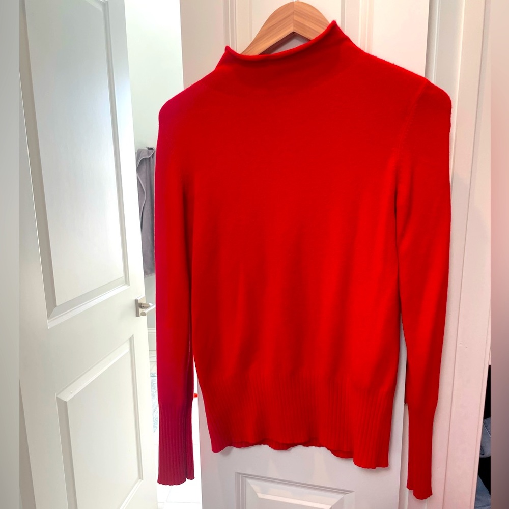 Red turtleneck sweater